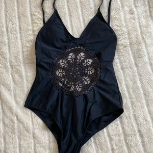 Black Macrame One Piece Size L (fits like a S/M)